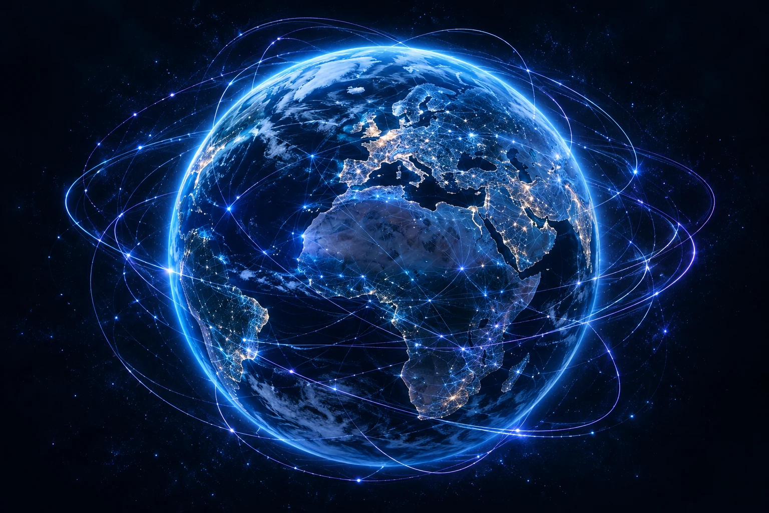 Blauer Globus mit leuchtenden digitalen Verbindungen